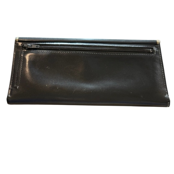 Anne Klein Black Leather Wallet Clutch with Lion Head Logo - Picture 1 of 6